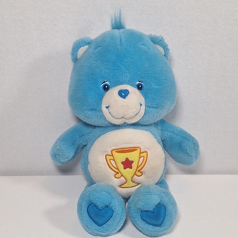 Care Bears 2003 Champ Bear Blue Championship Trophy Plush 13" Stuffed Animal Toy